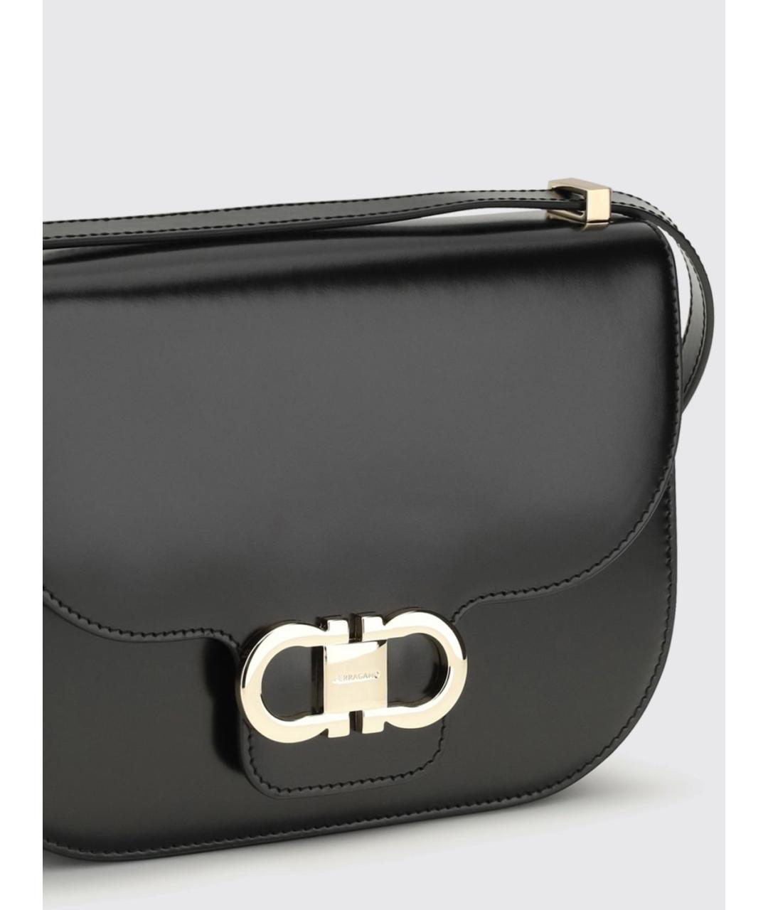 FERRAGAMO Черная кожаная сумка через плечо, фото 3