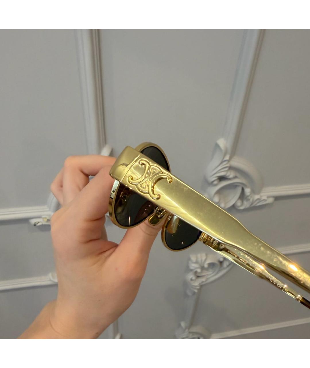 CELINE Золотые металлические солнцезащитные очки, фото 3