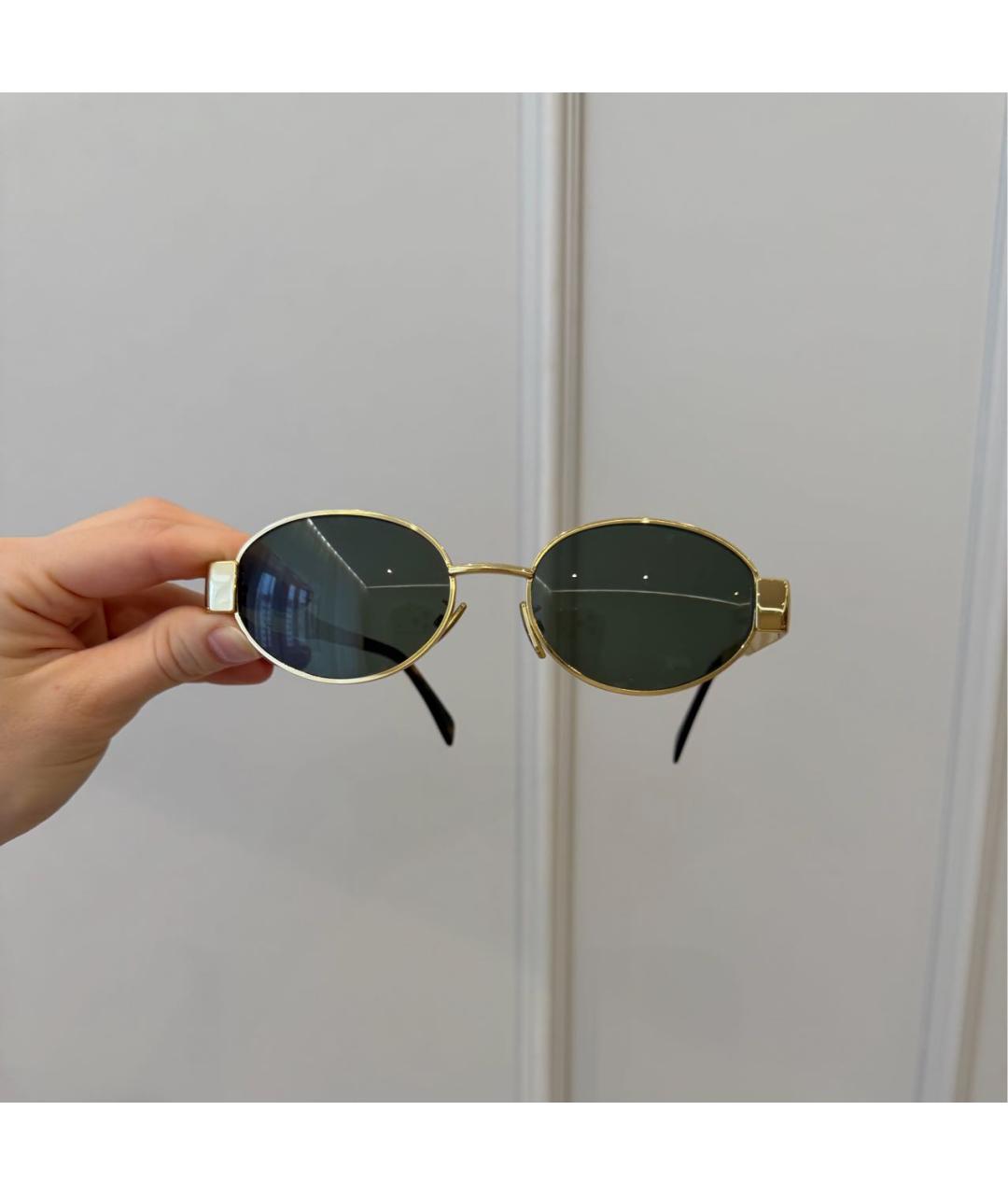 CELINE Золотые металлические солнцезащитные очки, фото 5