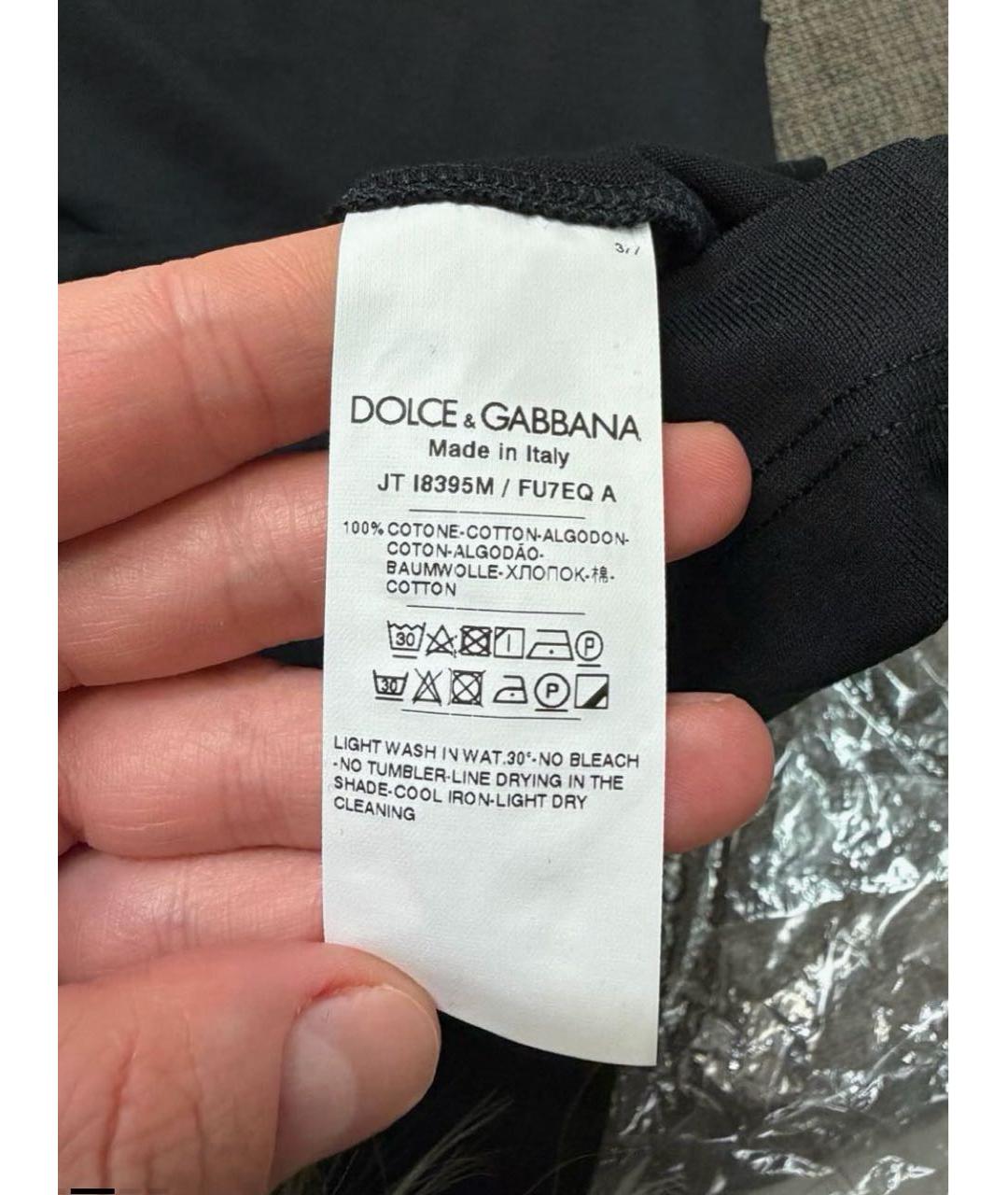 DOLCE&GABBANA Черная хлопковая футболка, фото 4