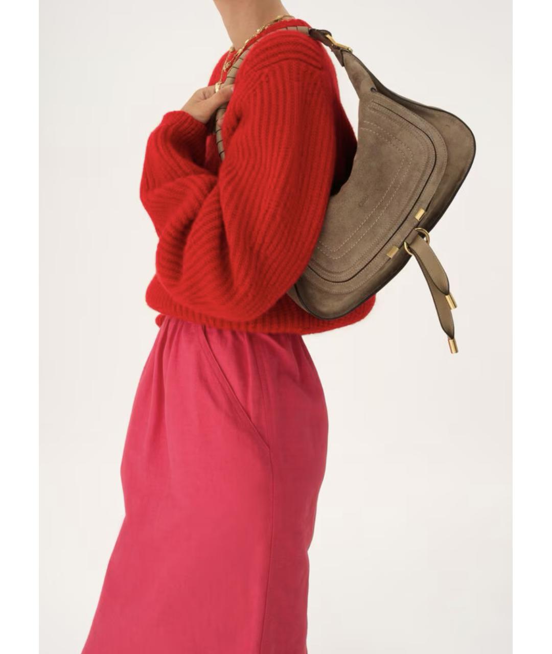 CHLOE Коричневая замшевая сумка через плечо, фото 2