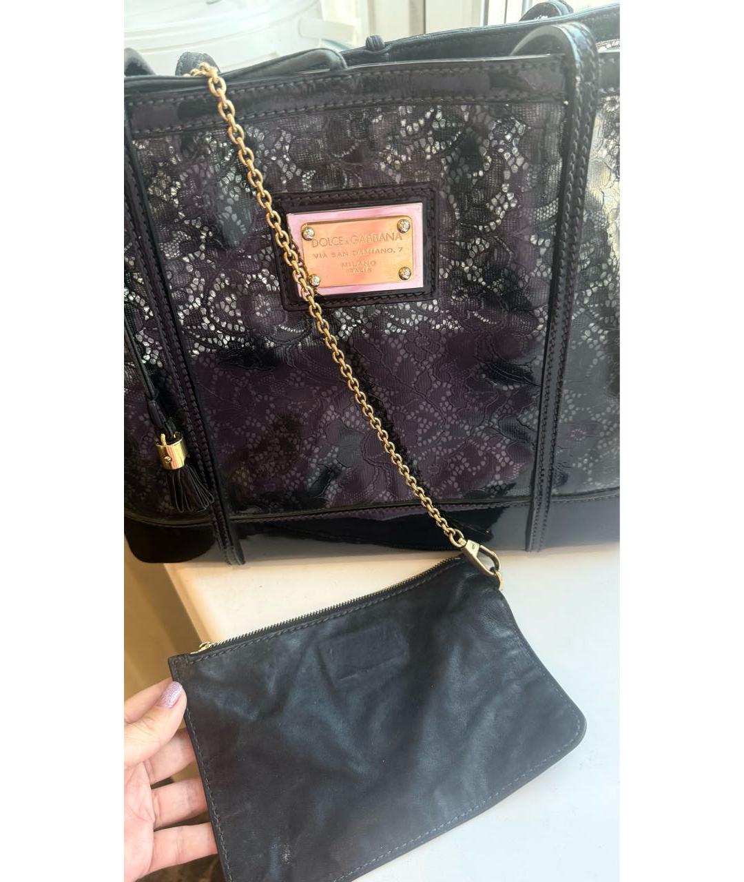 DOLCE&GABBANA Черная синтетическая сумка тоут, фото 7
