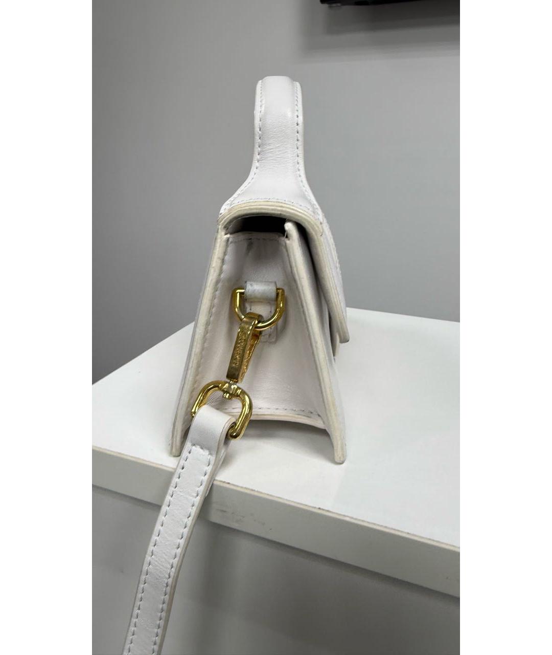 JACQUEMUS Белая кожаная сумка через плечо, фото 4