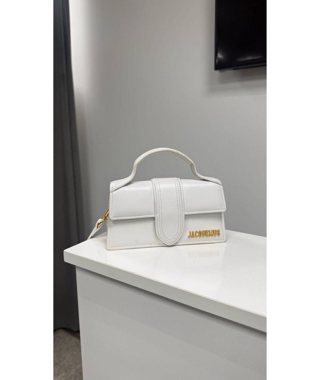 JACQUEMUS Белая кожаная сумка через плечо, фото 5