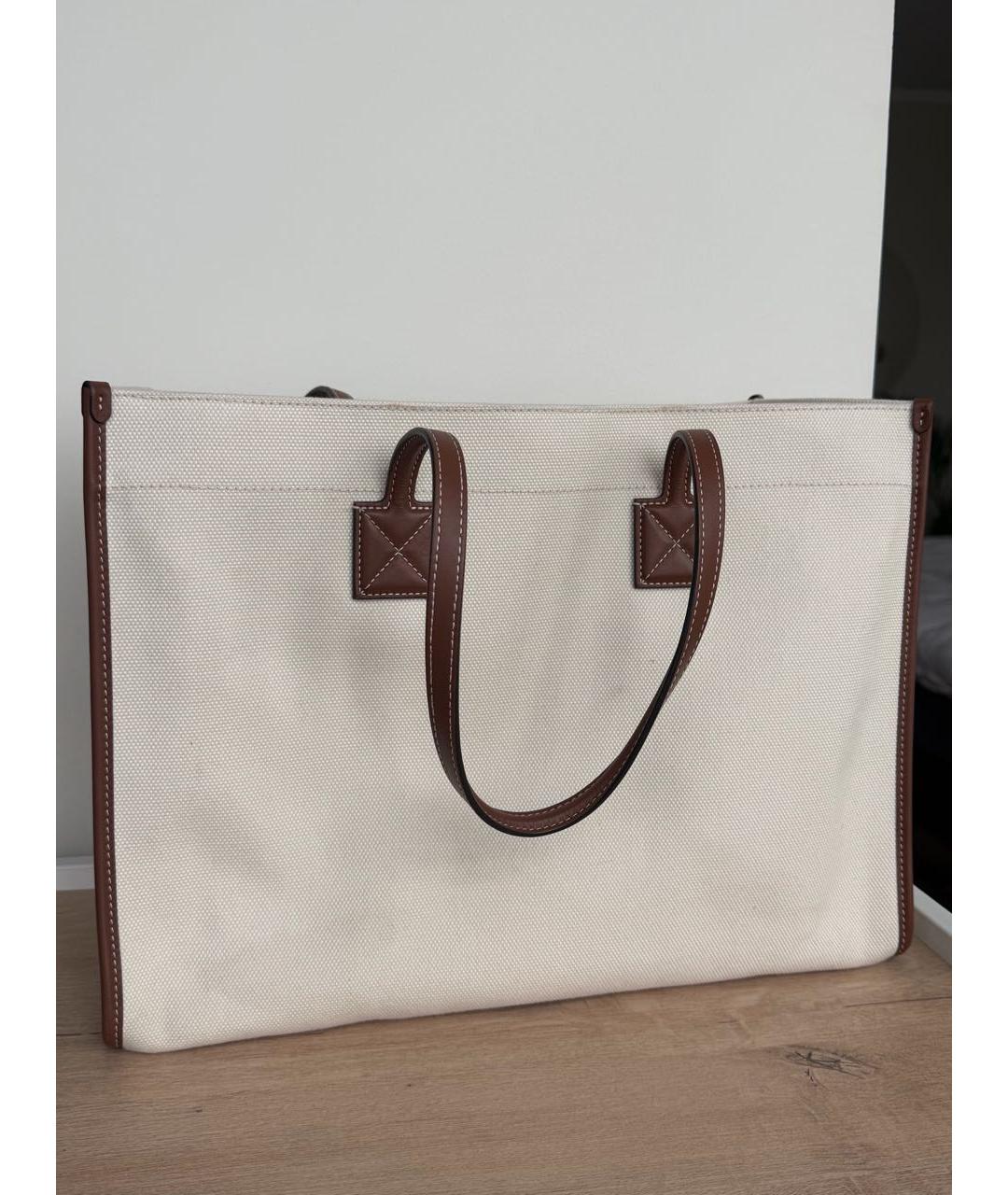 BURBERRY Бежевая тканевая сумка тоут, фото 3
