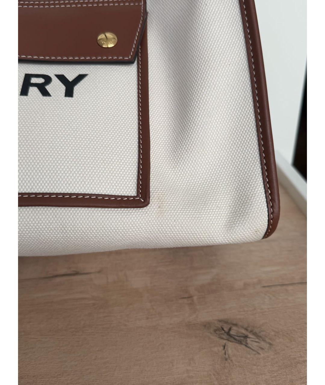 BURBERRY Бежевая тканевая сумка тоут, фото 6
