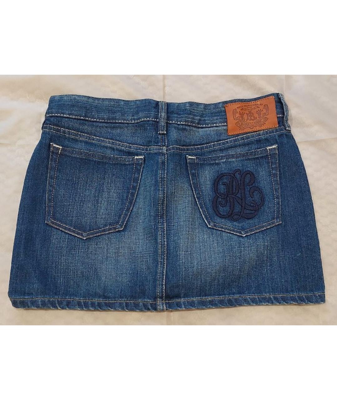 RALPH LAUREN COLLECTION Синяя деним юбка мини, фото 2