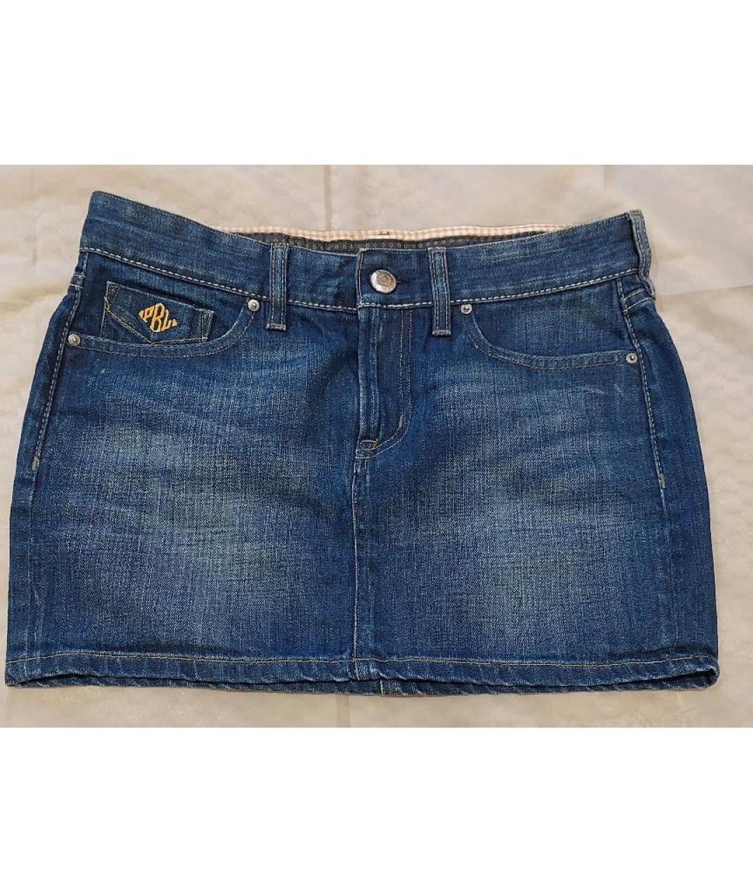 RALPH LAUREN COLLECTION Синяя деним юбка мини, фото 10