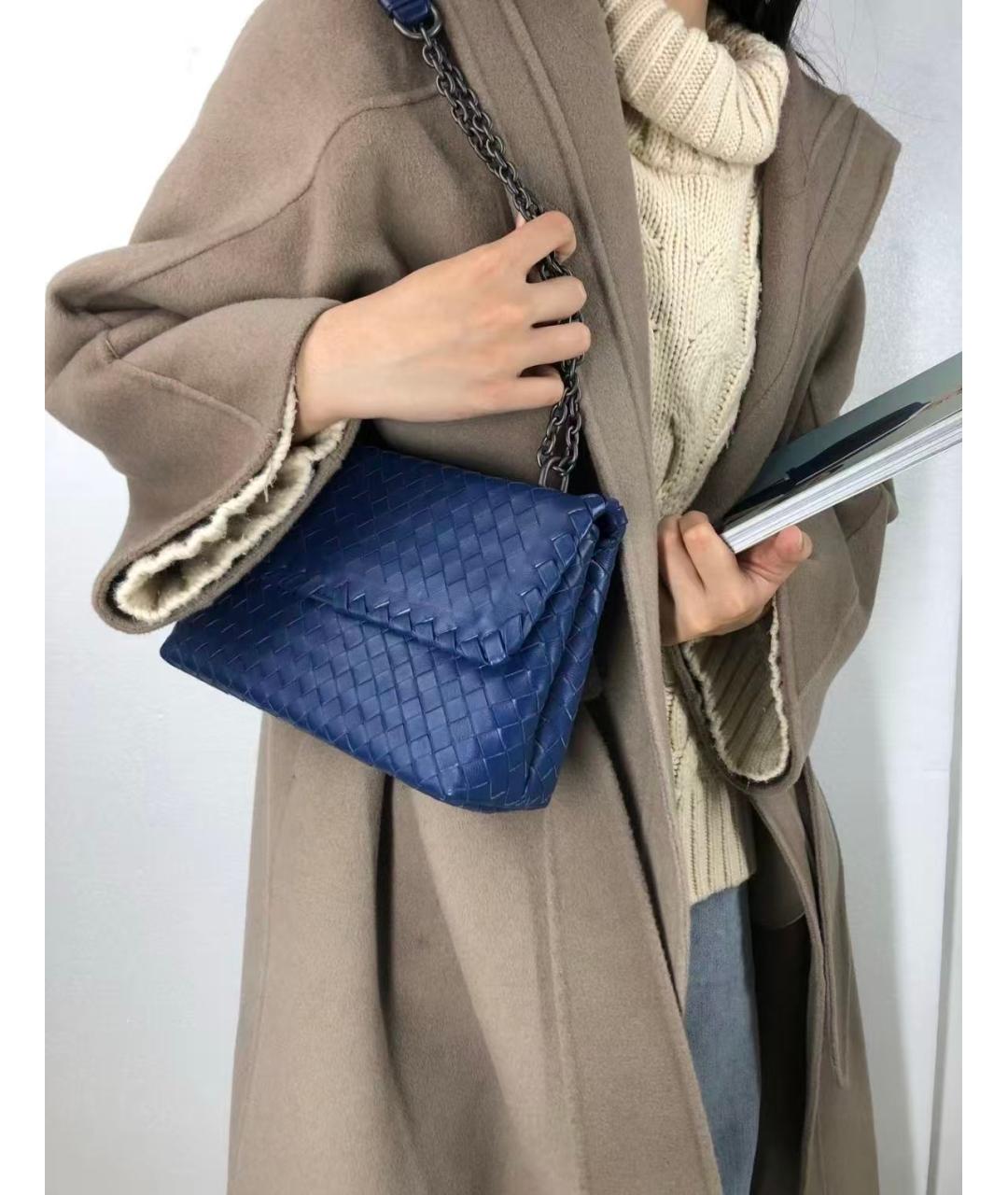 BOTTEGA VENETA Голубая кожаная сумка через плечо, фото 6