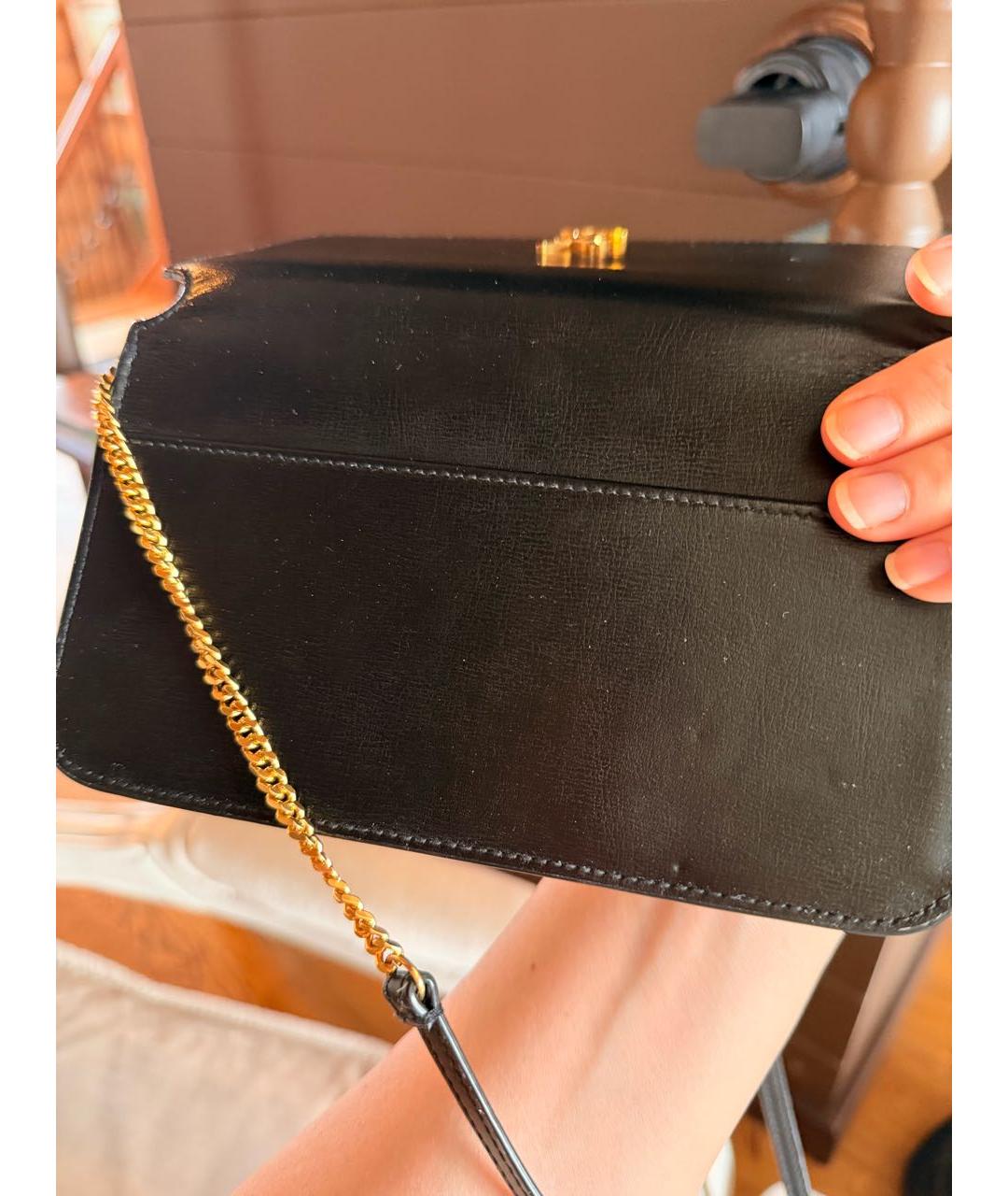 SAINT LAURENT Черная кожаная сумка через плечо, фото 3