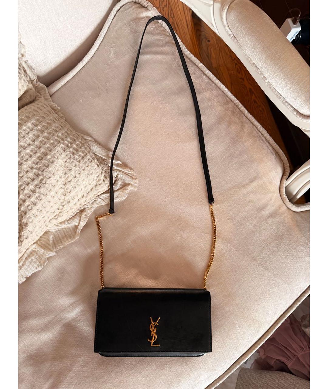 SAINT LAURENT Черная кожаная сумка через плечо, фото 5