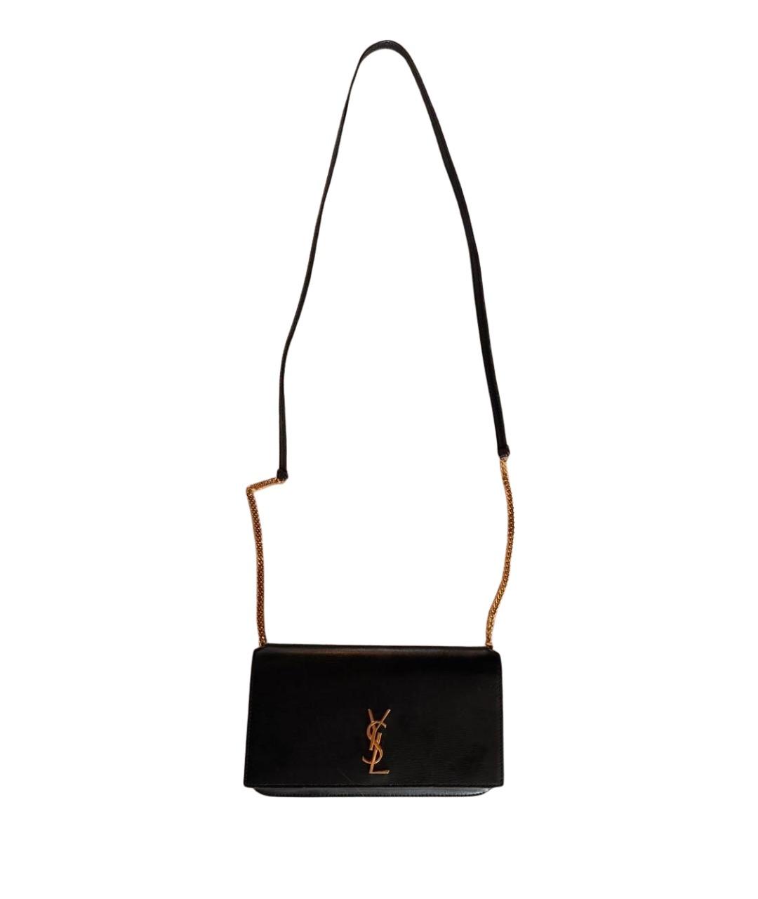 SAINT LAURENT Черная кожаная сумка через плечо, фото 1