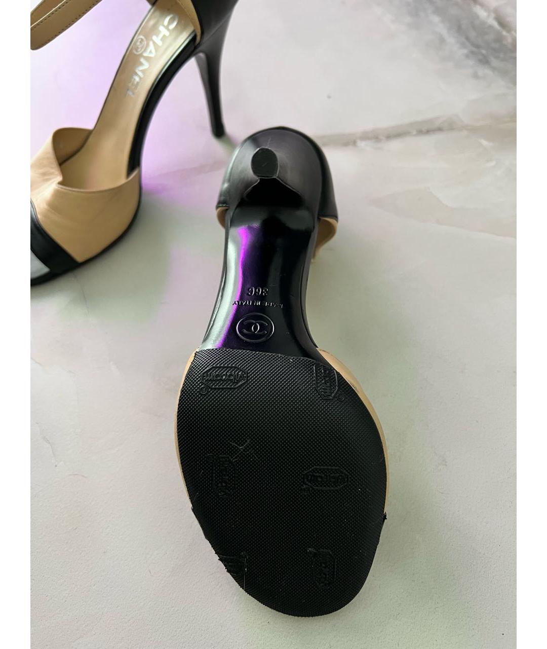 CHANEL Бежевые кожаные босоножки, фото 7