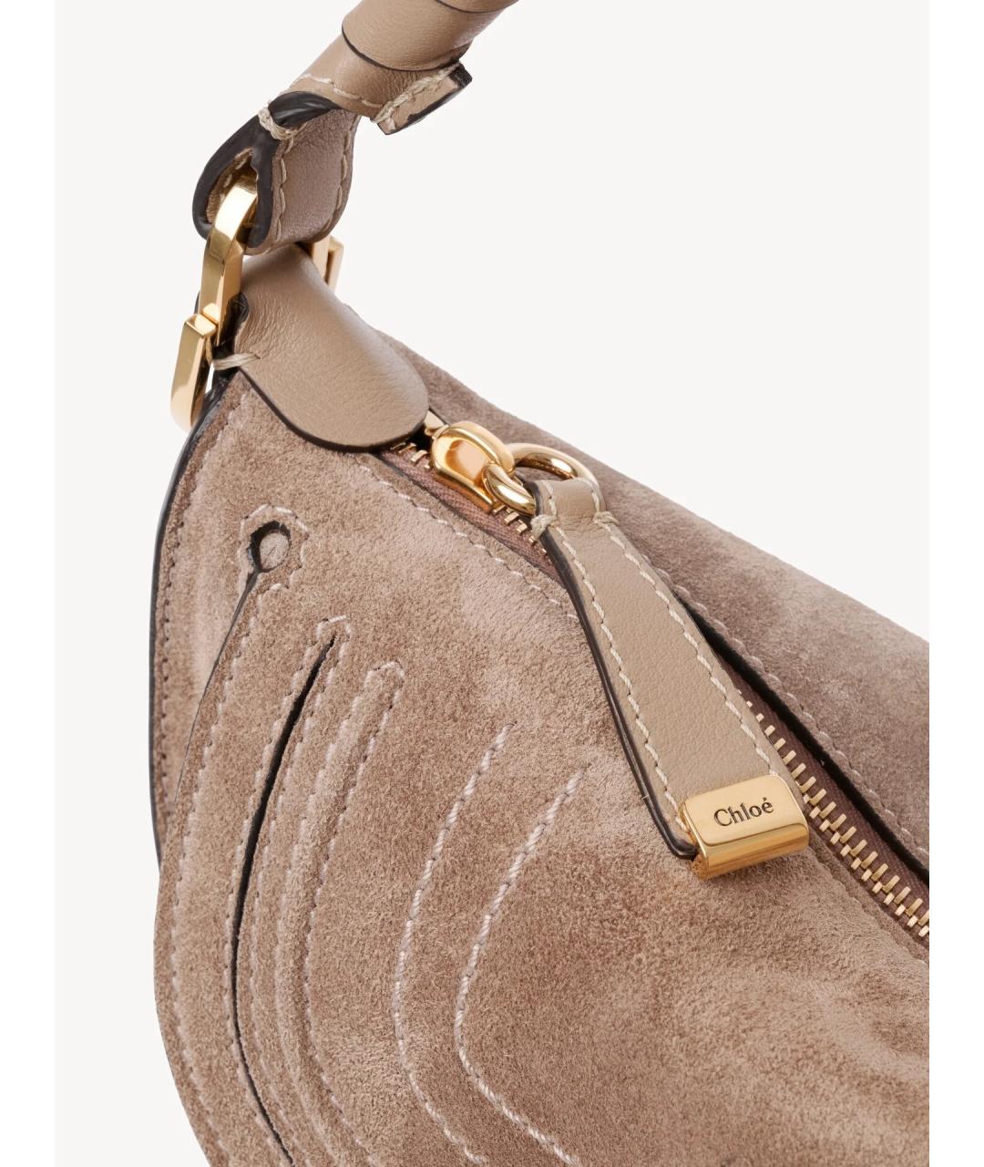 CHLOE Коричневая замшевая сумка с короткими ручками, фото 6