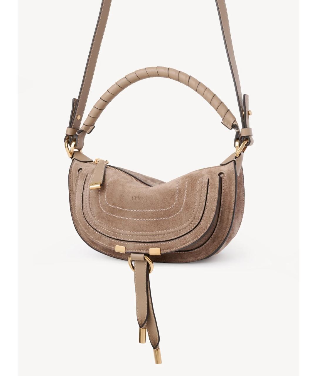 CHLOE Коричневая замшевая сумка с короткими ручками, фото 3