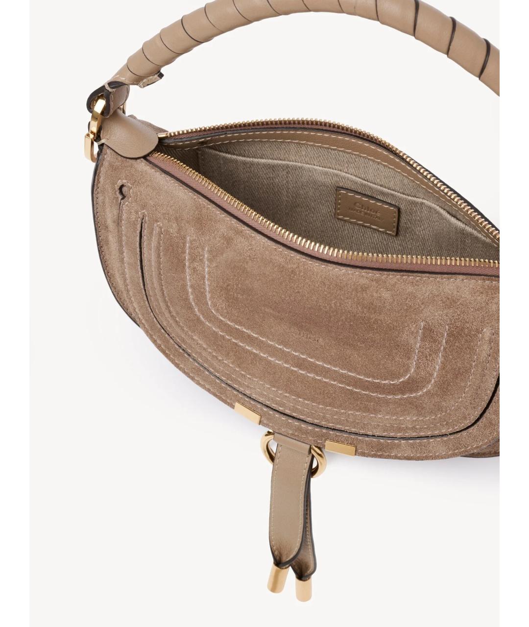 CHLOE Коричневая замшевая сумка с короткими ручками, фото 5