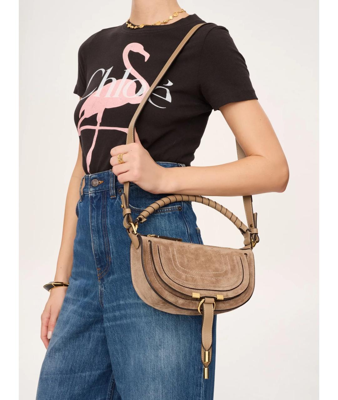 CHLOE Коричневая замшевая сумка с короткими ручками, фото 2