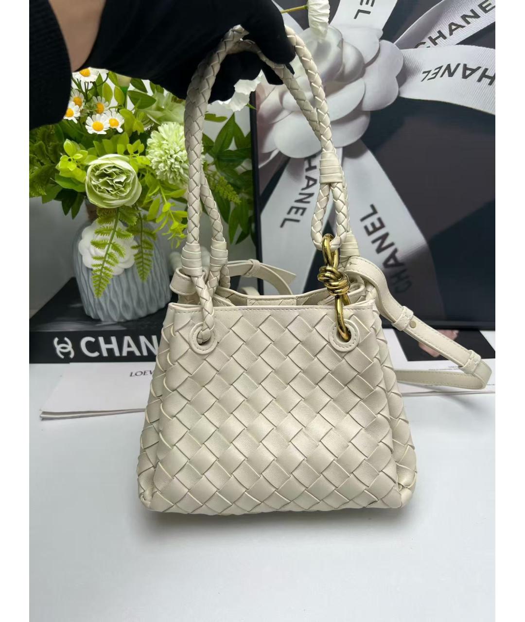 BOTTEGA VENETA Бежевая кожаная сумка через плечо, фото 6