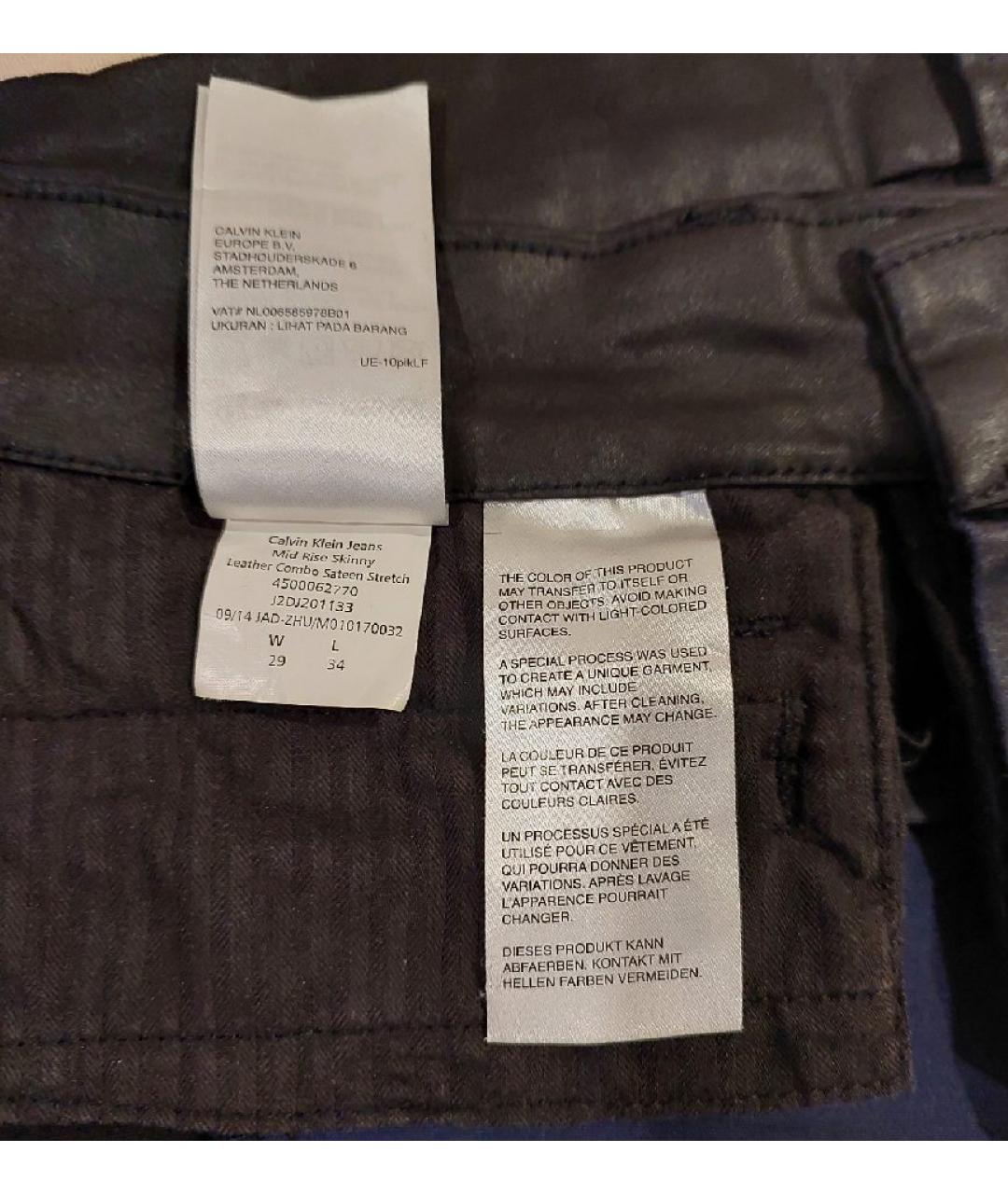 CALVIN KLEIN Черные хлопко-эластановые брюки узкие, фото 5