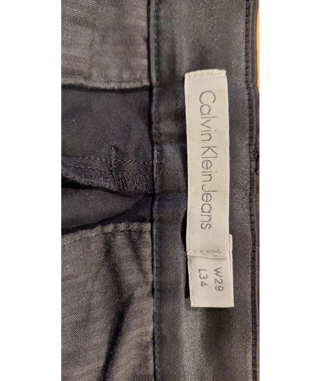 CALVIN KLEIN Черные хлопко-эластановые брюки узкие, фото 6