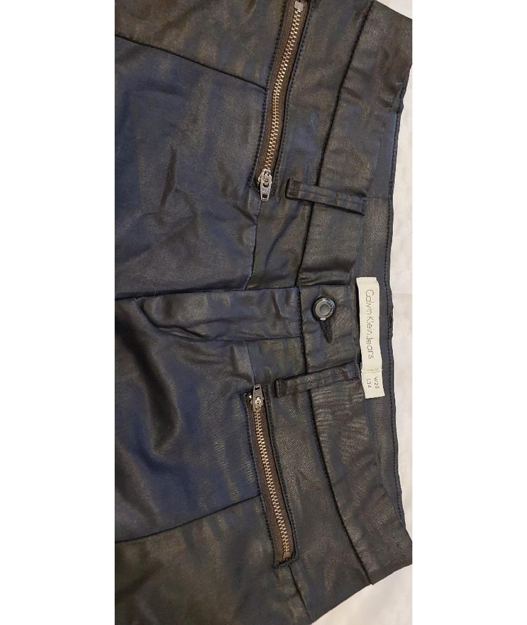 CALVIN KLEIN Черные хлопко-эластановые брюки узкие, фото 3