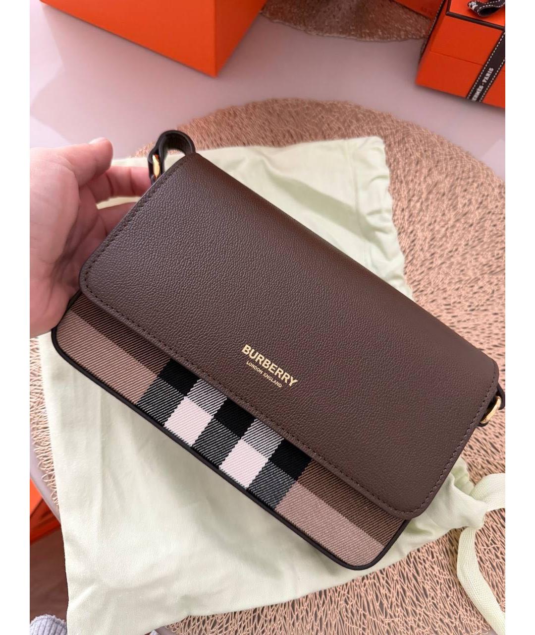 BURBERRY Коричневая кожаная сумка через плечо, фото 3