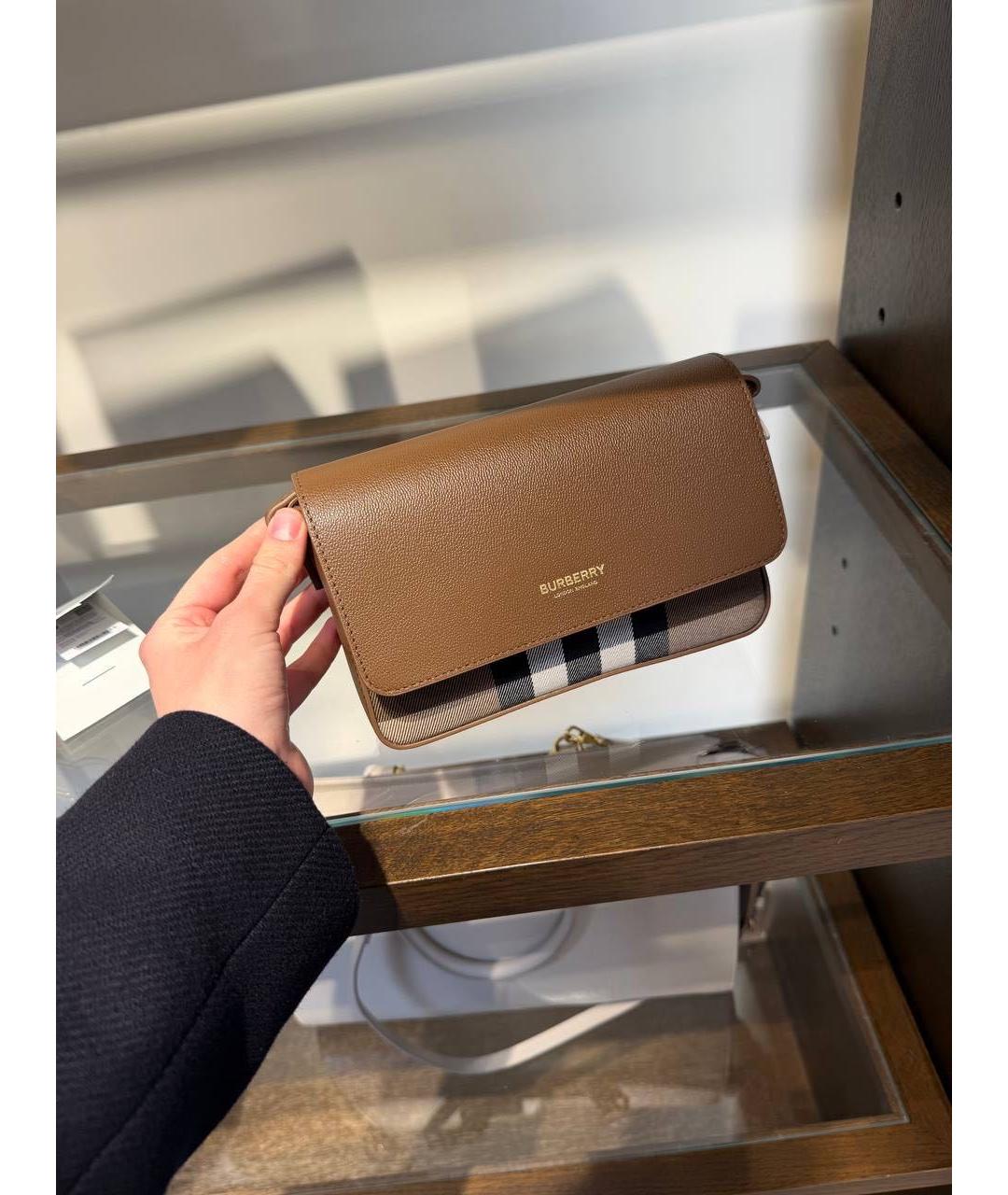 BURBERRY Коричневая кожаная сумка через плечо, фото 2