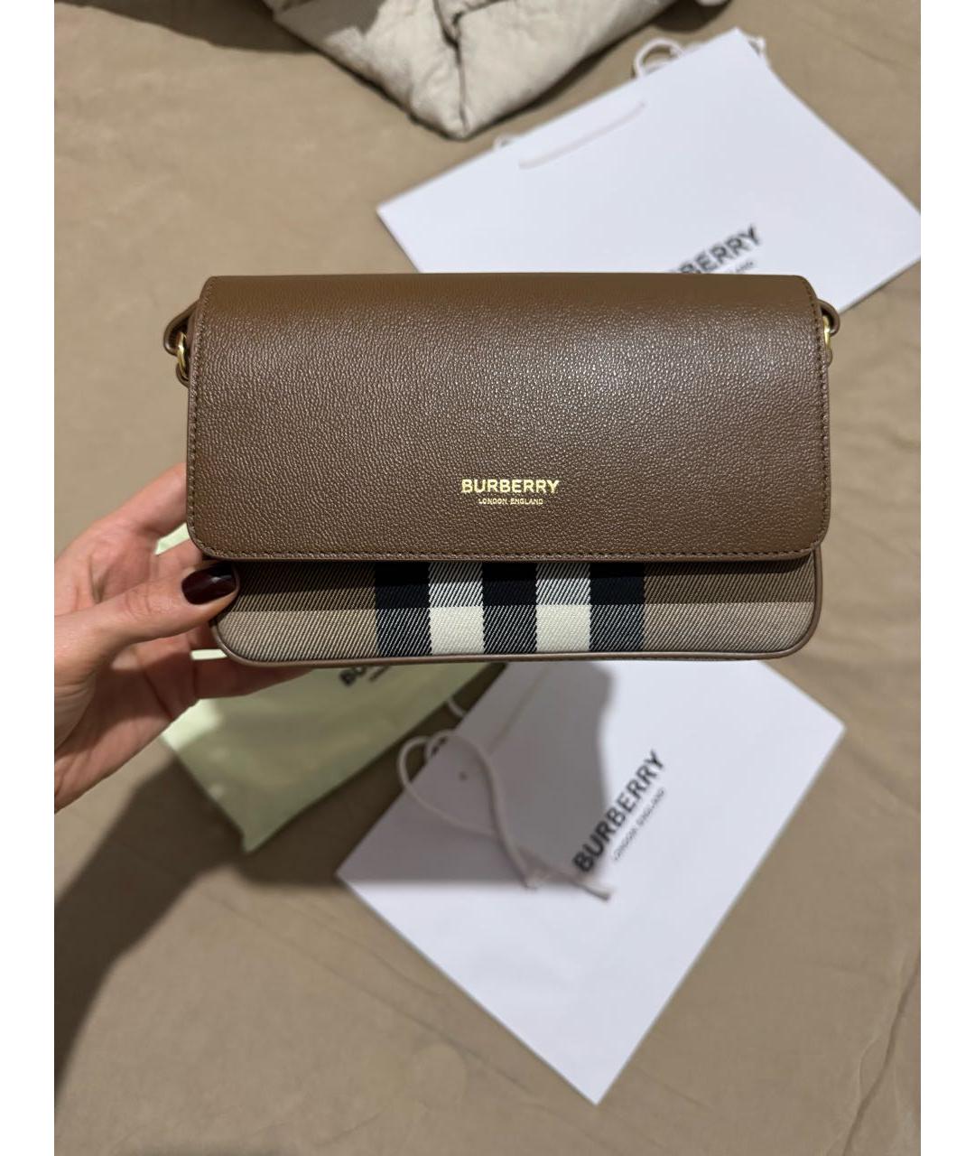 BURBERRY Коричневая кожаная сумка через плечо, фото 4