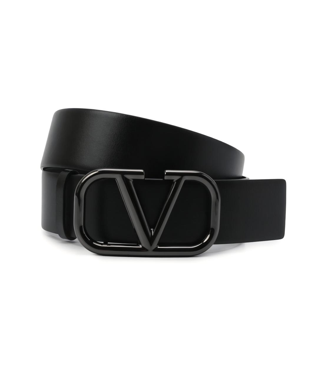 VALENTINO Черный кожаный ремень, фото 1