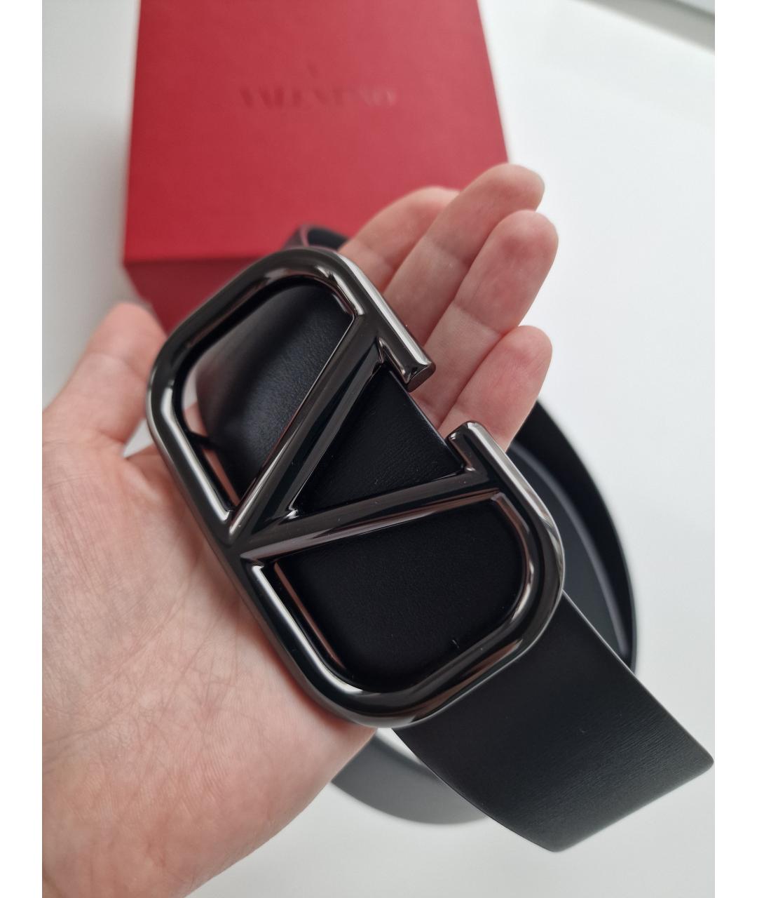 VALENTINO Черный кожаный ремень, фото 2