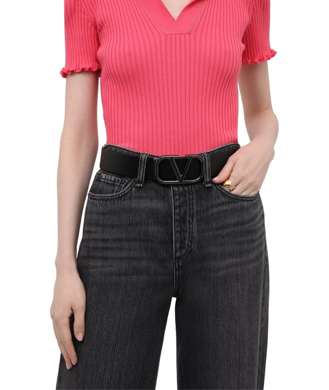 VALENTINO Черный кожаный ремень, фото 4