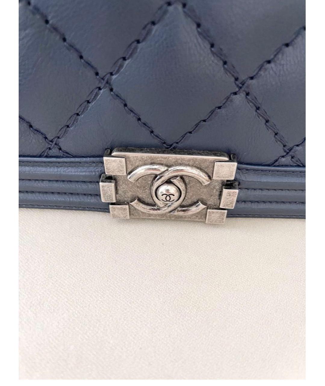 CHANEL Темно-синяя кожаная сумка через плечо, фото 4