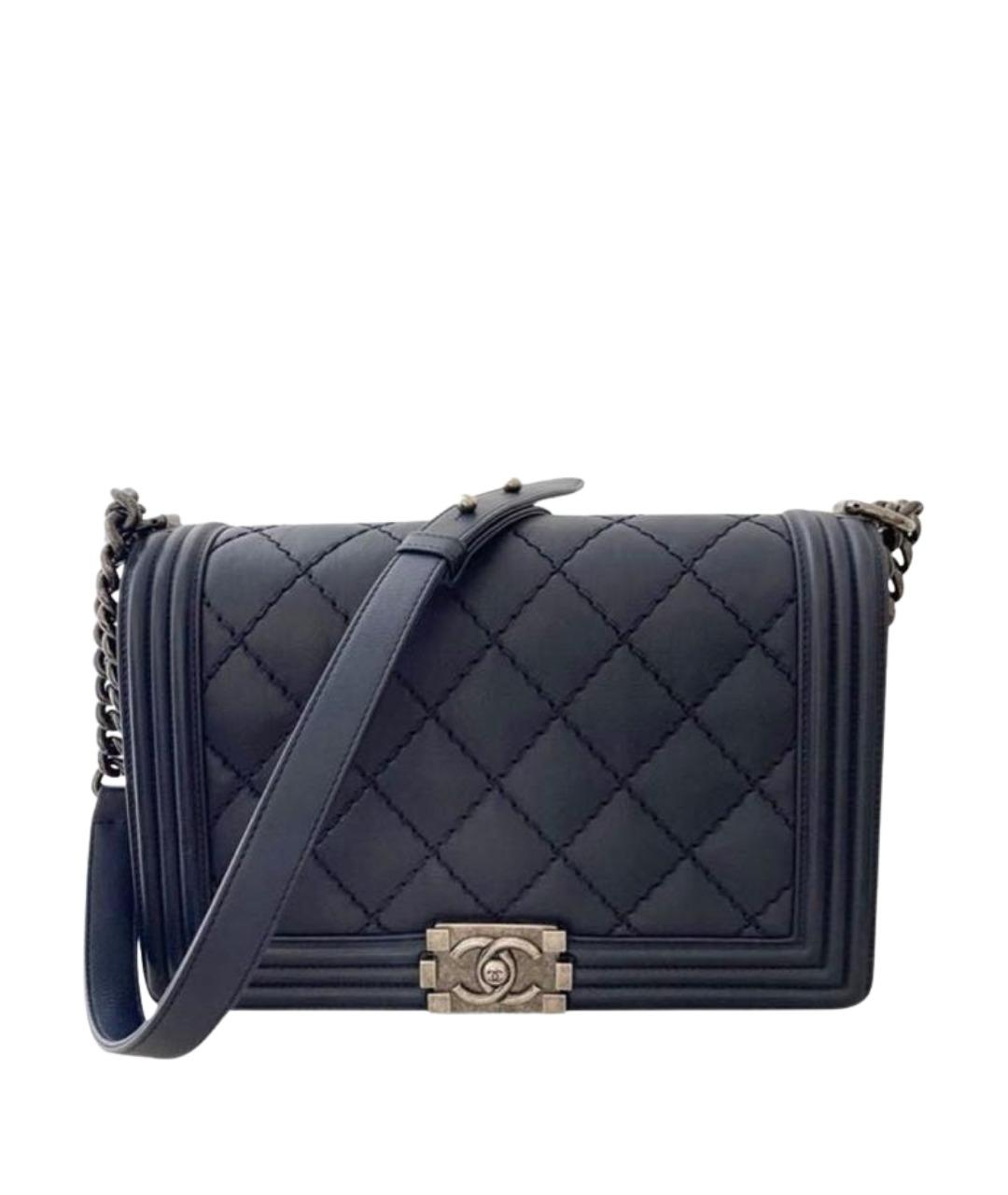 CHANEL Темно-синяя кожаная сумка через плечо, фото 1