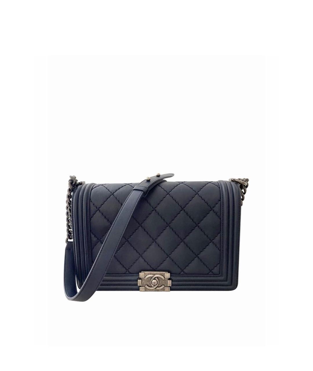 CHANEL Темно-синяя кожаная сумка через плечо, фото 6