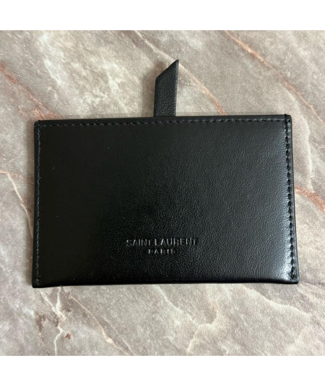 SAINT LAURENT Черный кожаный кардхолдер, фото 2