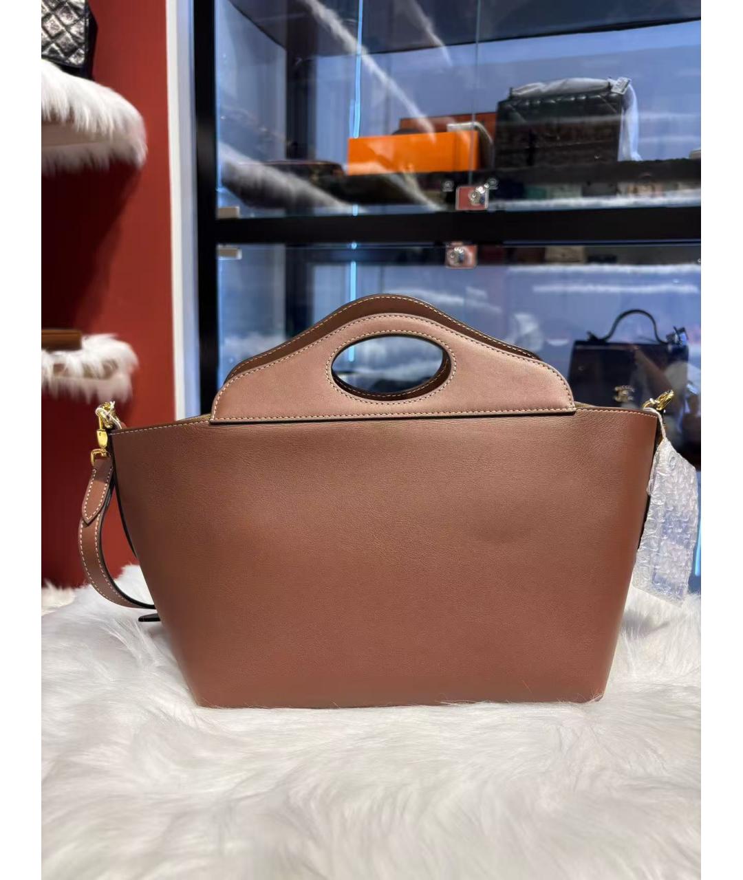 BURBERRY Коричневая кожаная сумка через плечо, фото 2