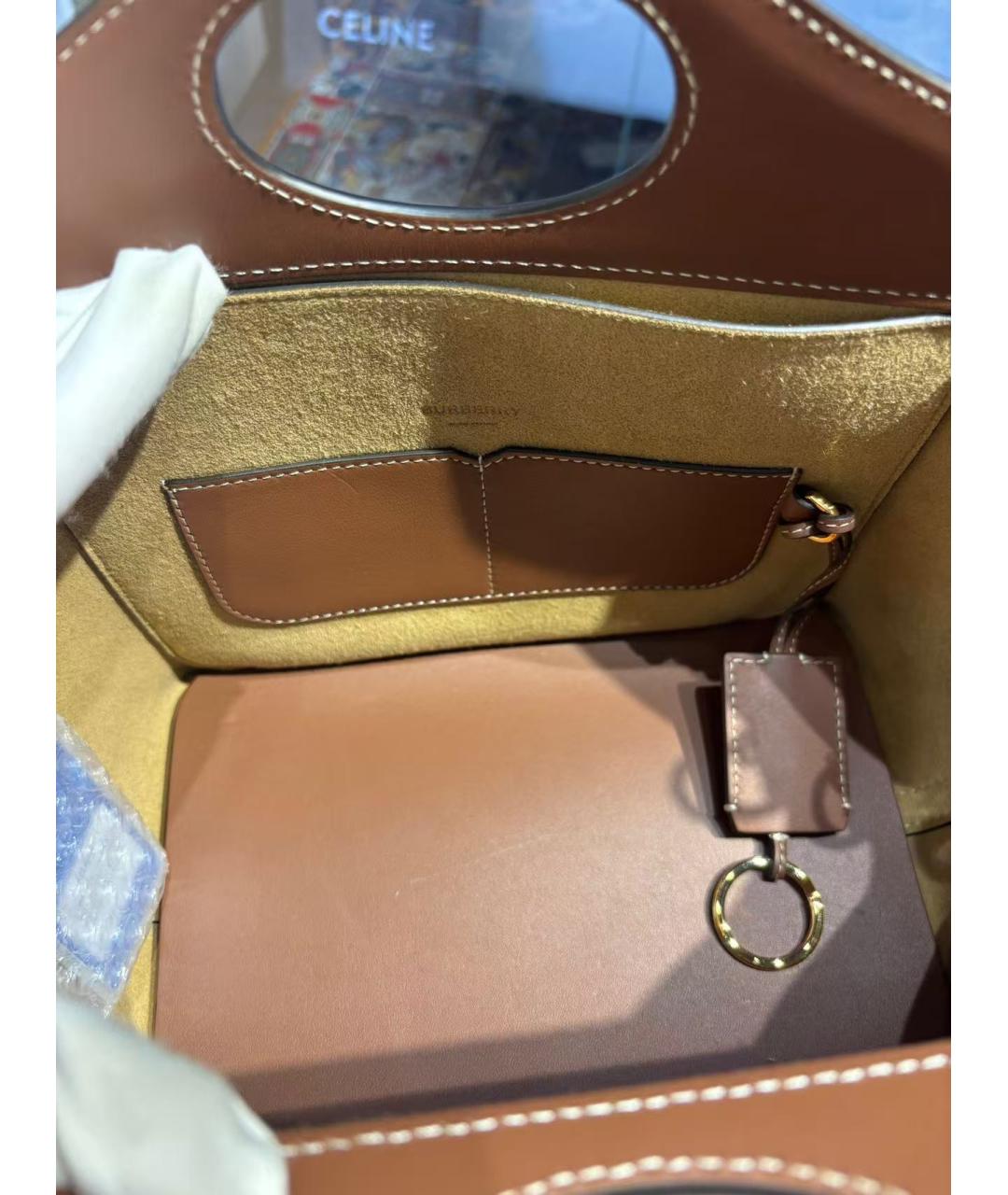 BURBERRY Коричневая кожаная сумка через плечо, фото 5