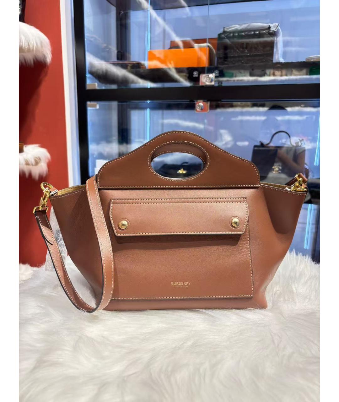 BURBERRY Коричневая кожаная сумка через плечо, фото 6