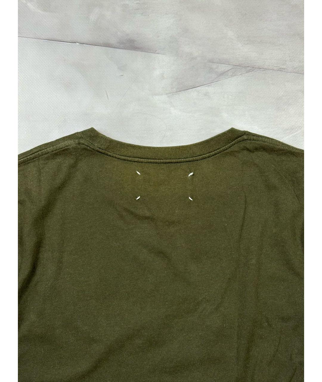 MAISON MARGIELA Хаки хлопковая футболка, фото 4