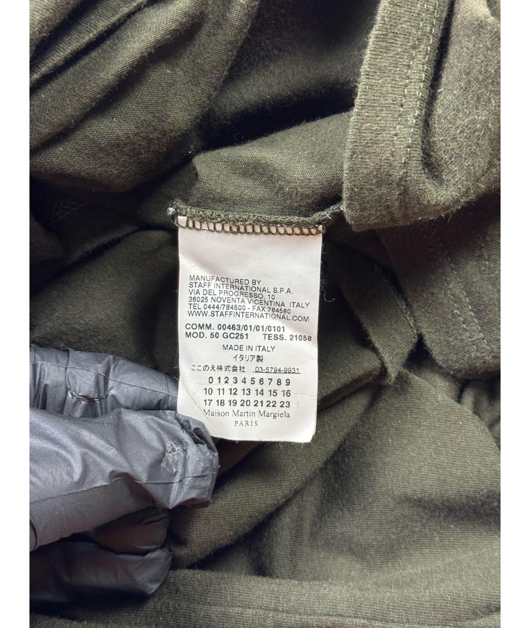 MAISON MARGIELA Хаки хлопковая футболка, фото 6