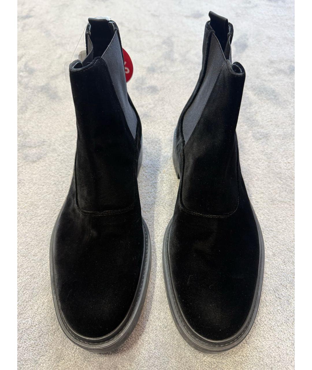 GIORGIO ARMANI Черные бархатные высокие ботинки, фото 2