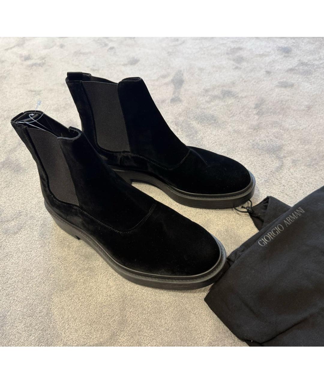 GIORGIO ARMANI Черные бархатные высокие ботинки, фото 5