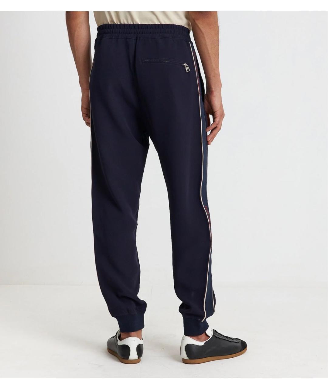 ALEXANDER MCQUEEN Темно-синие вискозные повседневные брюки, фото 3