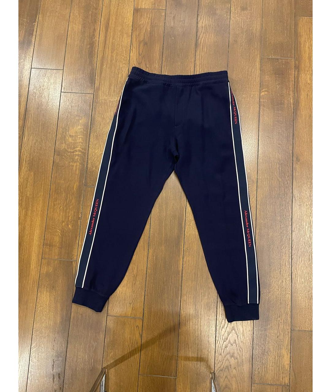 ALEXANDER MCQUEEN Темно-синие вискозные повседневные брюки, фото 8