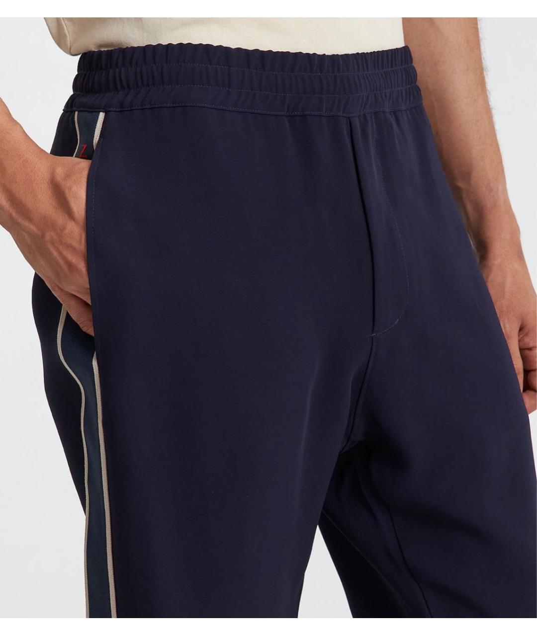 ALEXANDER MCQUEEN Темно-синие вискозные повседневные брюки, фото 5