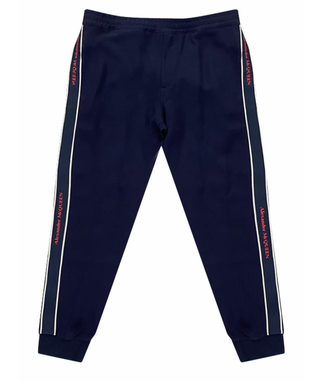 ALEXANDER MCQUEEN Темно-синие вискозные повседневные брюки, фото 1