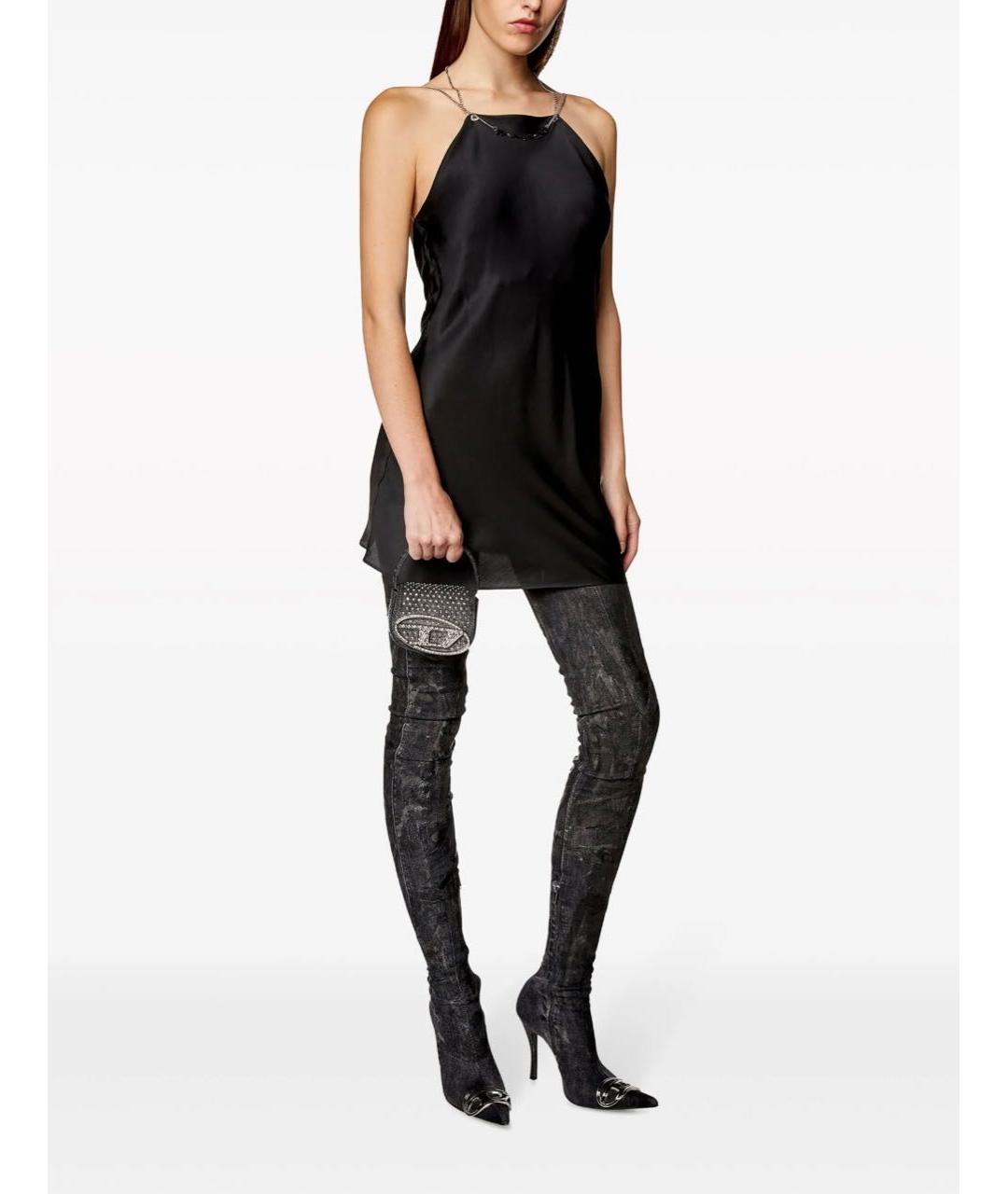 DIESEL Черное полиэстеровое коктейльное платье, фото 3