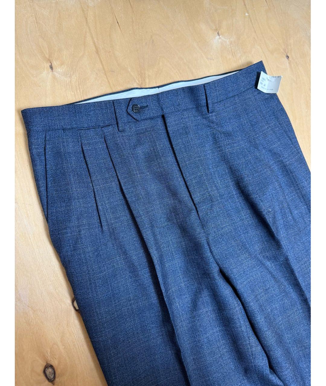 CANALI Синие шерстяные классические брюки, фото 3