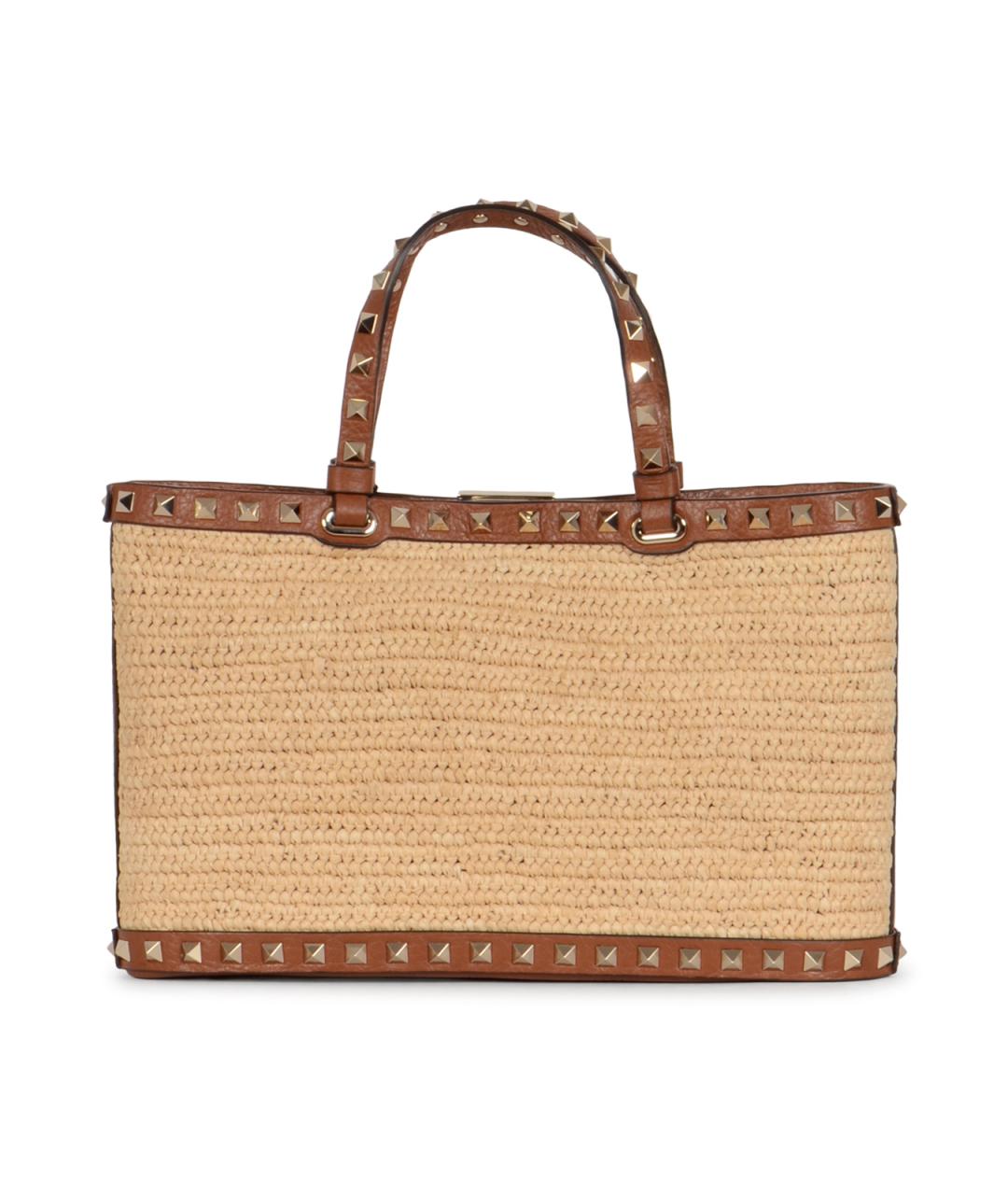 VALENTINO Бежевая пелетеная сумка тоут, фото 3