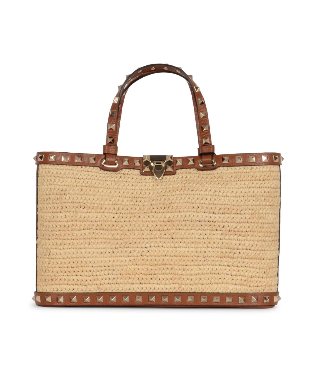 VALENTINO Бежевая пелетеная сумка тоут, фото 1